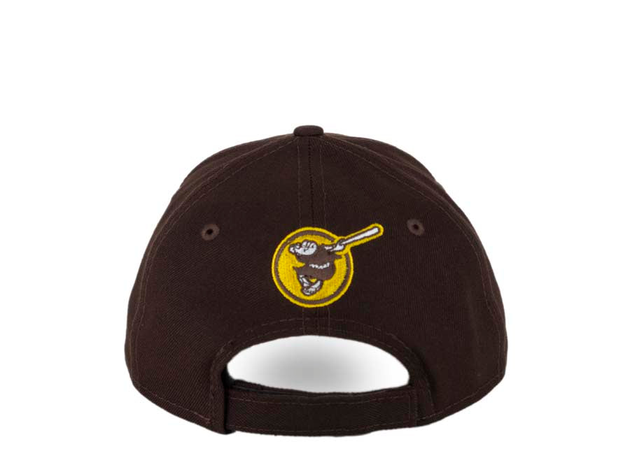 San Diego Padres New Era MLB 9FORTY 940 Adjustable Cap Hat Dark Brown Crown/Visor Yellow Logo Friar Back Logo