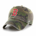 Boston Red Sox '47 Brand MLB Clean Up Adjustable Cap Hat Camo Crown/Visor Red/White Logo