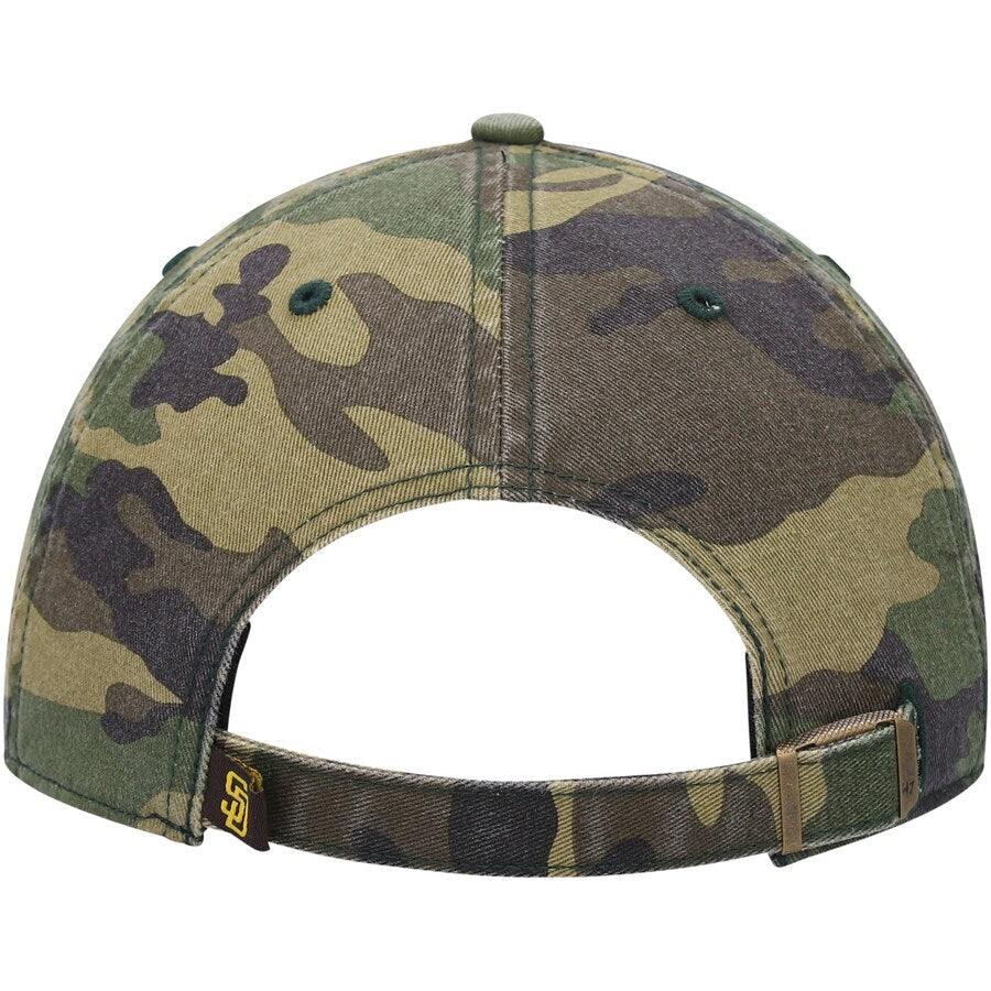 San Diego Padres '47 Brand MLB Clean Up Adjustable Cap Hat Camo Crown/Visor Yellow Logo
