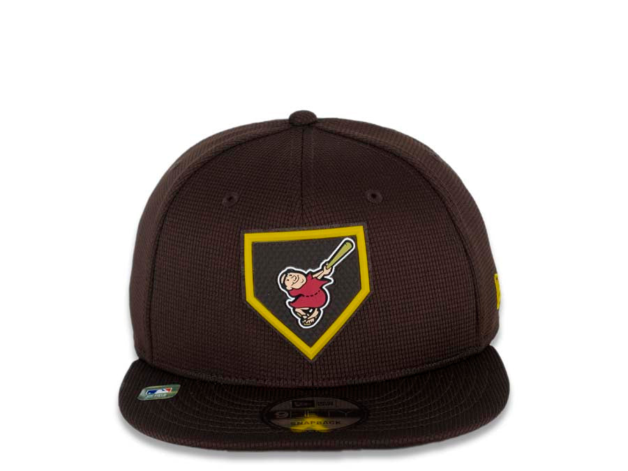 San Diego Padres New Era MLB 9FIFTY 950 2022 Clubhouse Snapback Cap Hat Brown Crown/Visor Team Color “Friar” Logo