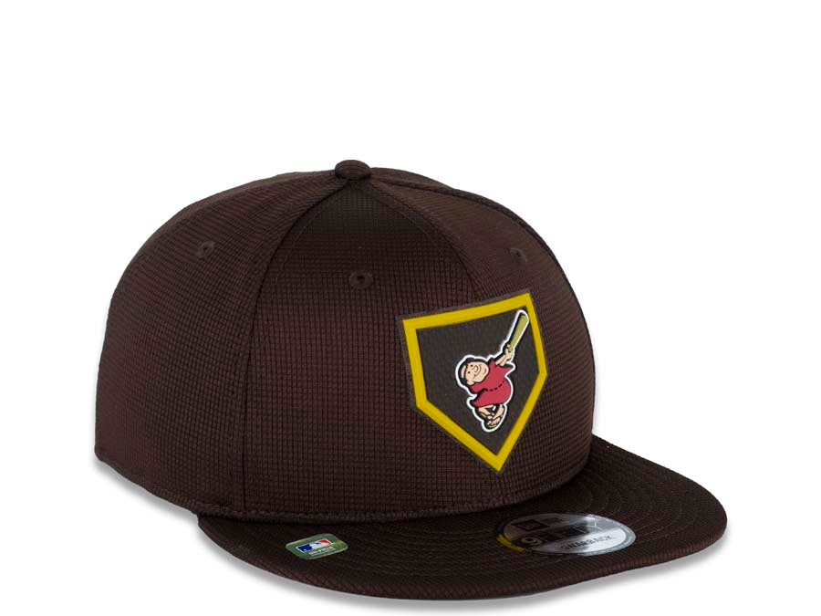 San Diego Padres New Era MLB 9FIFTY 950 2022 Clubhouse Snapback Cap Hat Brown Crown/Visor Team Color “Friar” Logo