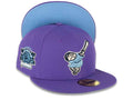 San Diego Padres New Era MLB 59FIFTY 5950 Fitted Cap Hat Varsity Purple Crown/Visor Sky Blue/Navy “Swinging Friar” Logo Stadium Side Patch