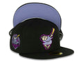 San Diego Padres New Era MLB 59FIFTY 5950 Fitted Cap Hat Black Crown/Visor Purple/Metallic Gold Swinging Friar Logo 40th Anniversary Side Patch