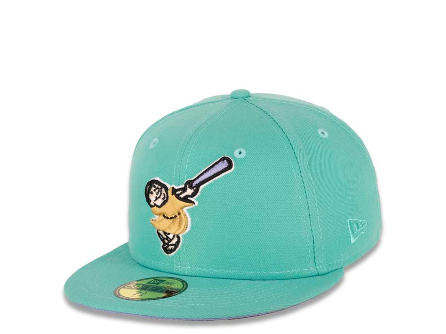 San Diego Padres New Era MLB 59FIFTY 5950 Fitted Cap Hat Clear Mint Crown/Visor Bronze “Swinging Friar” Logo 40th Anniversary Side Patch Sky