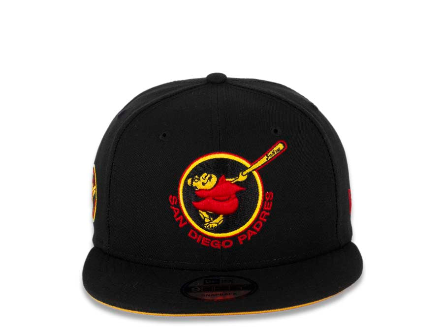 San Diego Padres New Era MLB 9FIFTY 950 Snapback Cap Hat Black Crown/Visor Red/Yellow “Friar” Logo 1978 All-Star Game Side Patch Yellow UV