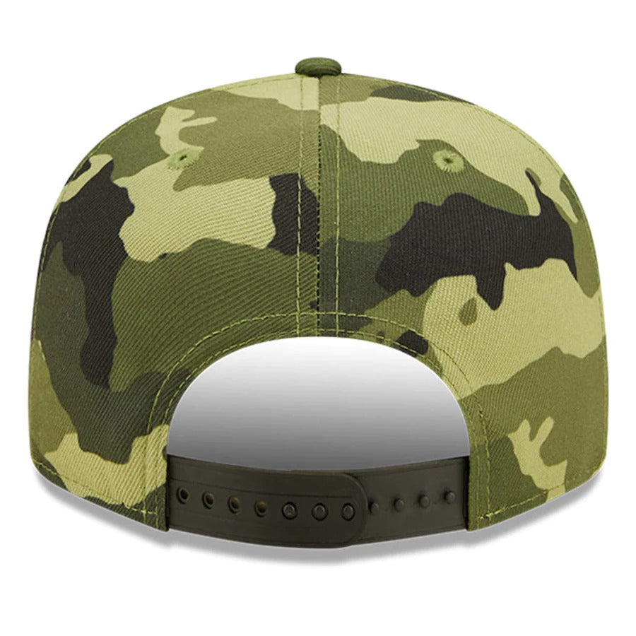 Chicago White Sox New Era MLB 9FIFTY 950 Snapback Cap Hat Camo Crown/Visor Camo Flag/Gold Logo (2022 Armed Forces Day)