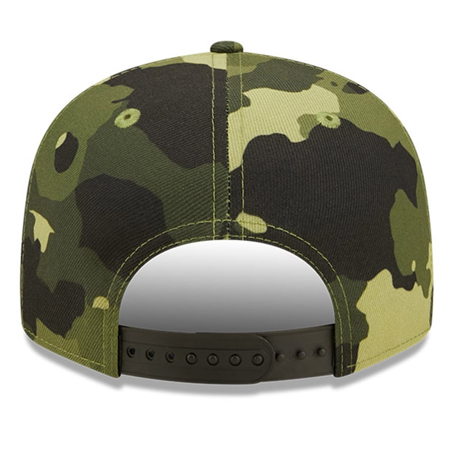 Detroit Tigers New Era MLB 9FIFTY 950 Snapback Cap Hat Camo Crown/Visor Camo Flag/Gold Logo (2022 Armed Forces Day)