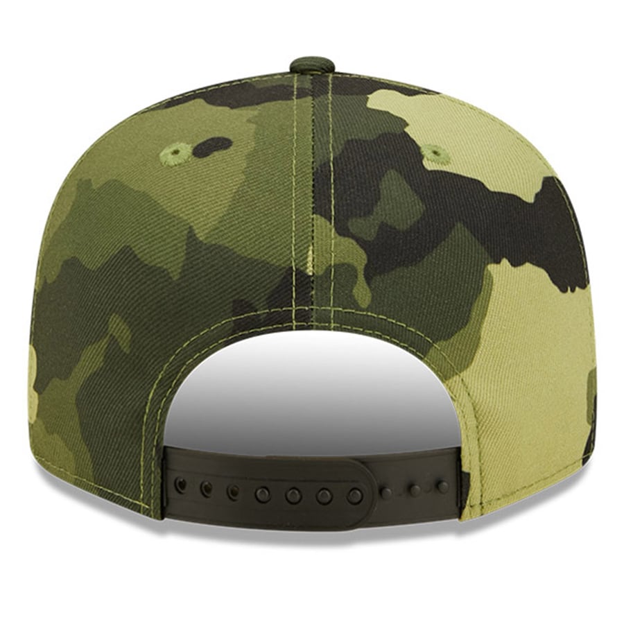 Houston Astros New Era MLB 9FIFTY 950 Snapback Cap Hat Camo Crown/Visor Camo Flag/Gold Logo (2022 Armed Forces Day)