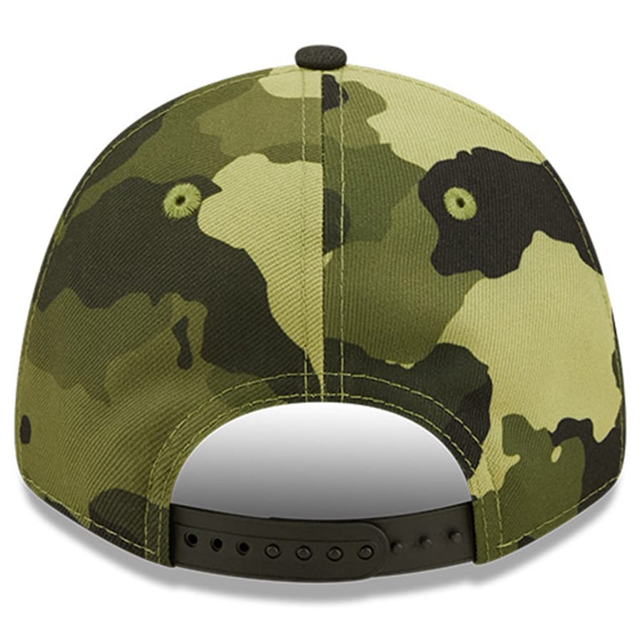 Chicago Cubs New Era MLB 9FORTY 940 Adjustable Cap Hat Camo Crown/Visor Camo Flag/Gold Logo (2022 Armed Forces Day)