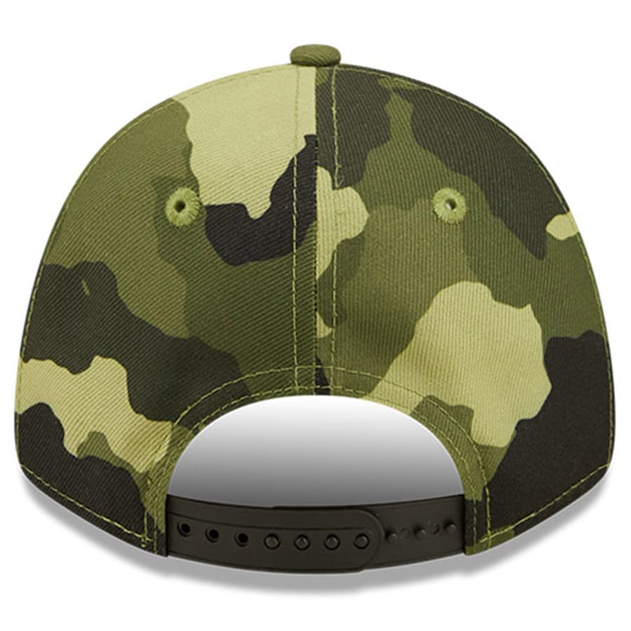 Detroit Tigers New Era MLB 9FORTY 940 Adjustable Cap Hat Camo Crown/Visor Camo Flag/Gold Logo (2022 Armed Forces Day)