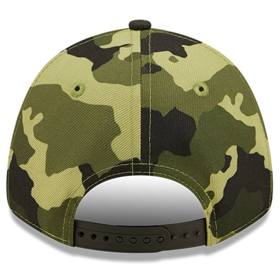 San Diego Padres New Era MLB 9FORTY 940 Adjustable Cap Hat Camo Crown/Visor Camo Flag/Gold Logo (2022 Armed Forces Day)