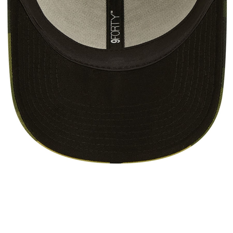 San Diego Padres New Era MLB 9FORTY 940 Adjustable Cap Hat Camo Crown/Visor Camo Flag/Gold Logo (2022 Armed Forces Day)