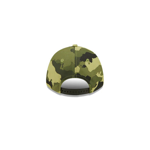 (Youth) New York Yankees New Era MLB 9FORTY 940 Kids Adjustable Cap Hat Camo Crown/Visor Camo Flag/Gold Logo (2022 Armed Forces Day)