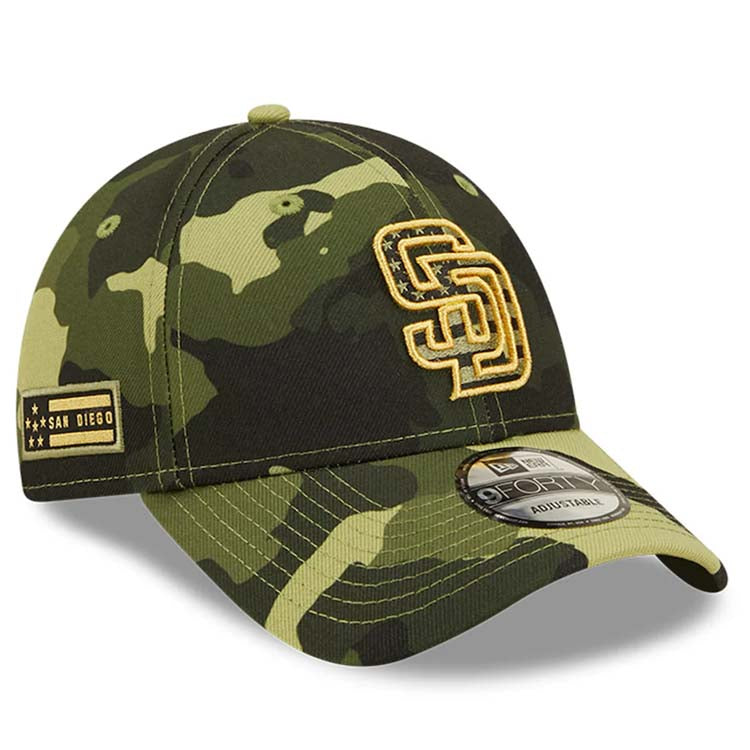 (Youth) San Diego Padres New Era MLB 9FORTY 940 Adjustable Kid Cap Hat Camo Crown/Visor Camo Logo (2022 Armed Forces Day)