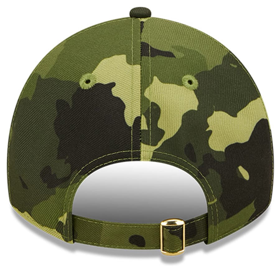 San Diego Padres New Era MLB 9TWENTY 920 Adjustable Cap Hat Camo Crown/Visor Camo Flag/Gold Logo (2022 Armed Forces Day)