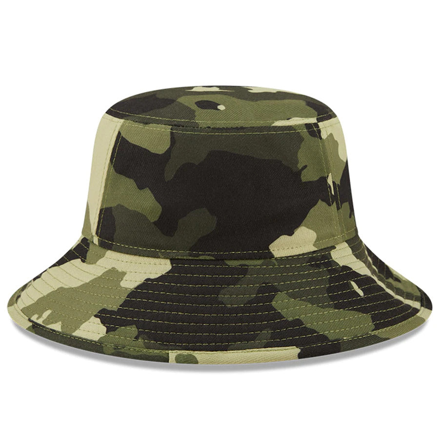 San Francisco Giants New Era MLB Bucket Cap Hat Camo Crown/Visor Camo Flag/Gold Logo (2022 Armed Forces Day)