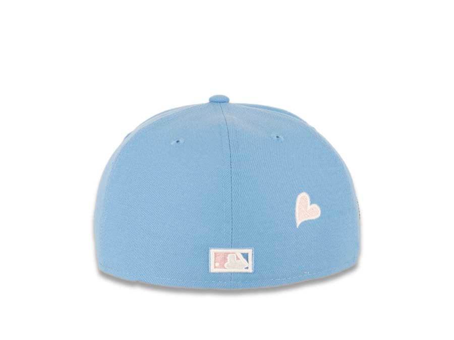Los Angeles Dodgers New Era MLB 59FIFTY 5950 Fitted Cap Hat Sky Blue Crown/Visor White Logo with Palm Tree 1992 All-Star Game Side Patch