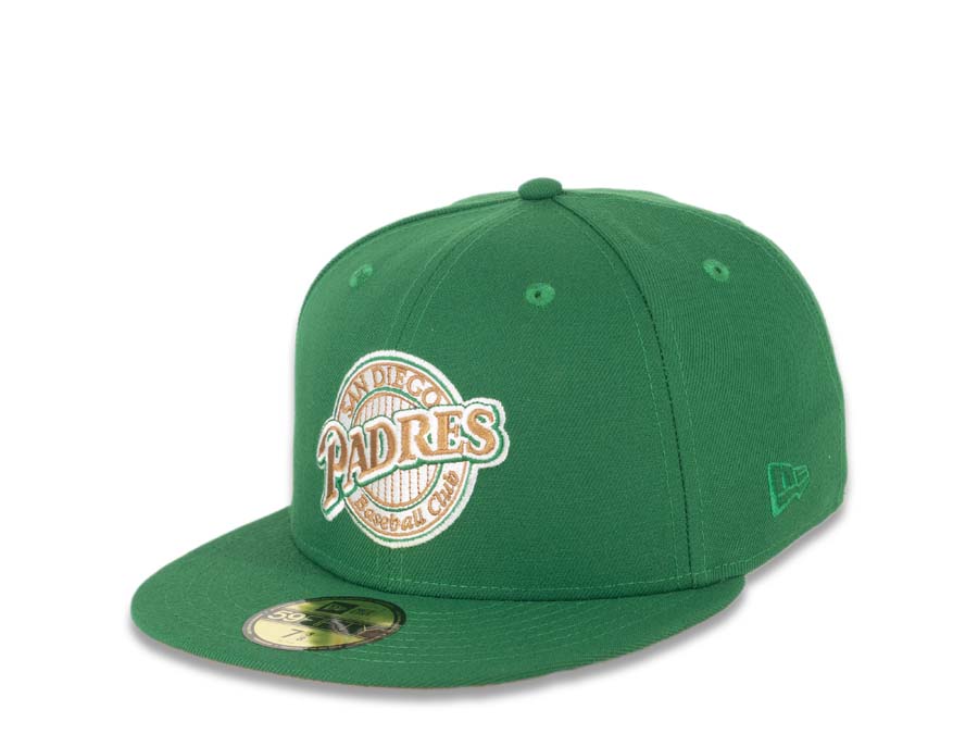 San Diego Padres New Era MLB 59FIFTY 5950 Fitted Cap Hat Green Crown/Visor Bronze/White/Green Baseball Club Retro Logo 1992 All-Star Game Side Patch