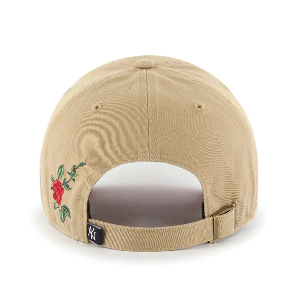 New York Yankees '47 MLB Clean Up Adjustable Cap Hat Khaki Crown/Visor White Logo with Red/Green “Rose” Red UV