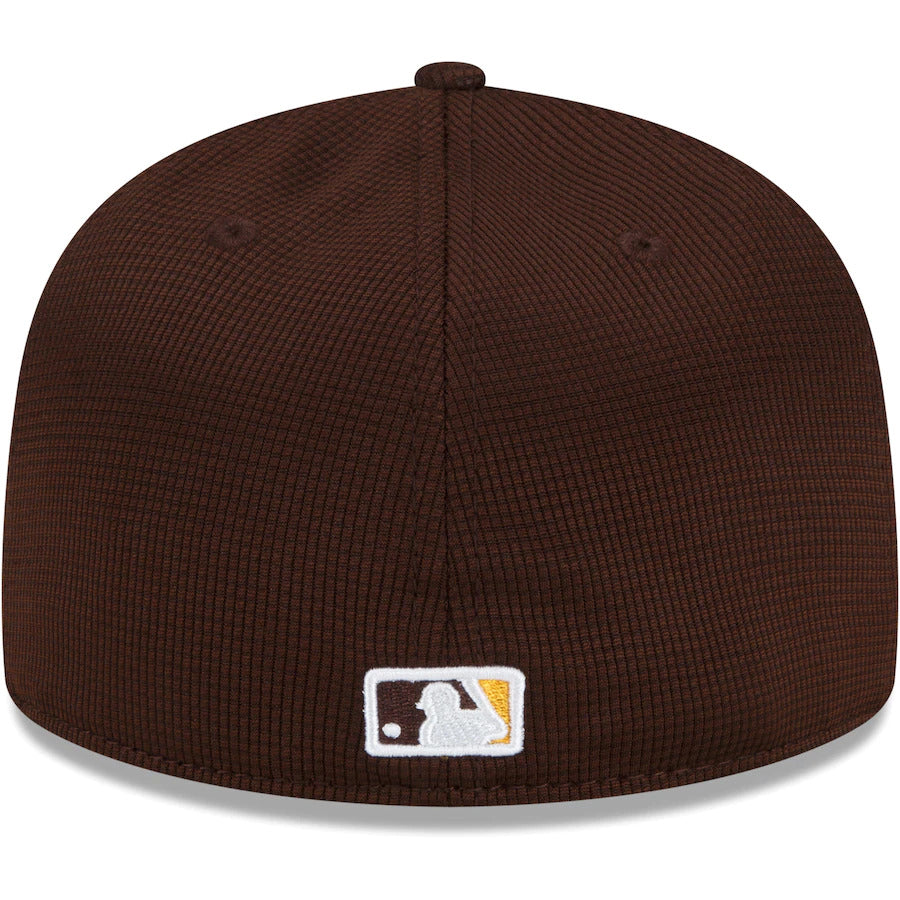 San Diego Padres New Era MLB 59FIFTY 5950 Fitted Cap Hat Brown Crown/Visor “Swinging Friar” Logo (2022 Clubhouse)