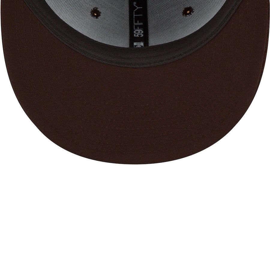 San Diego Padres New Era MLB 59FIFTY 5950 Fitted Cap Hat Brown Crown/Visor “Swinging Friar” Logo (2022 Clubhouse)