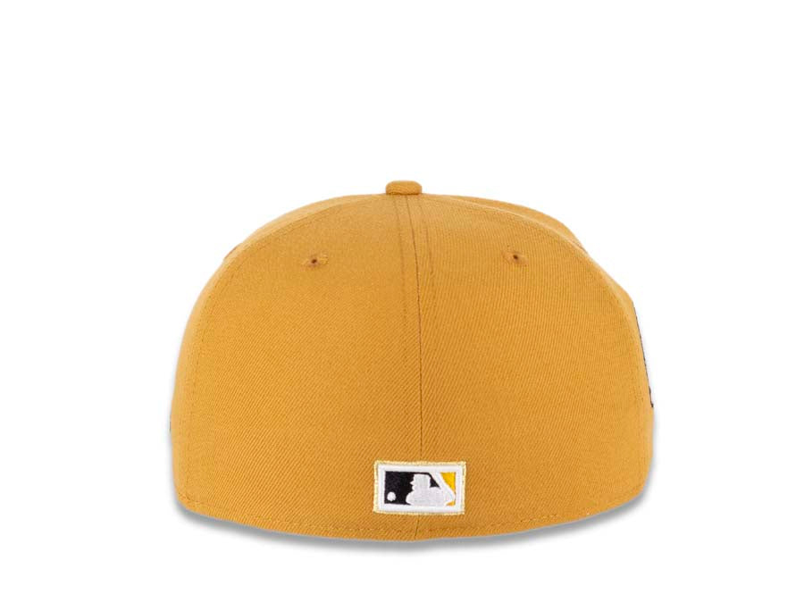 San Diego Padres New Era MLB 59FIFTY 5950 Fitted Cap Hat Panama Tan Crown/Visor Black Logo With Palm Trees 40th Anniversary Side Patch Cream UV