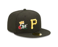Pittsburgh Pirates New Era MLB 59FIFTY 5950 Fitted Cap Hat Black Crown/Visor Team Color Logo with 5x Crown Rose (Crown Champs)