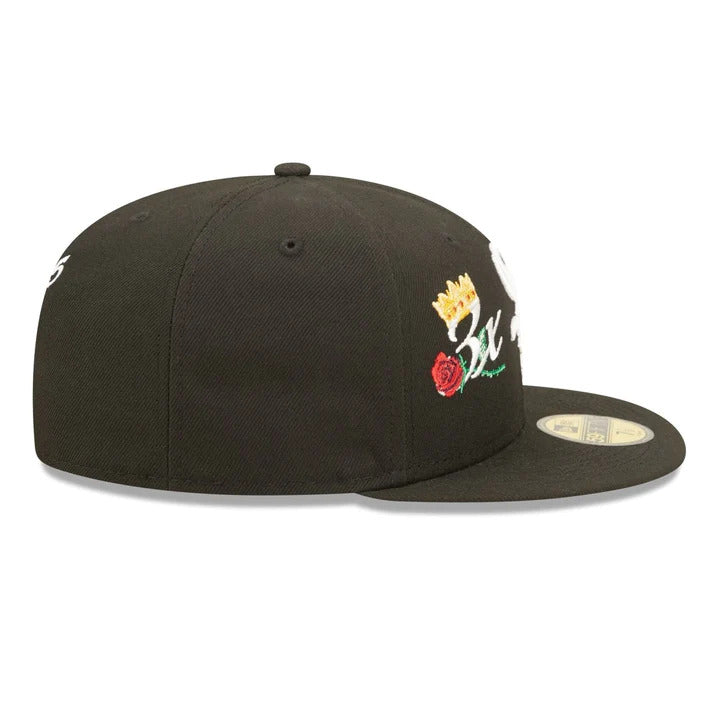 Chicago White Sox New Era MLB 59FIFTY 5950 Fitted Cap Hat Black Crown/Visor Team Color Logo with 3x Crown Rose (Crown Champs)
