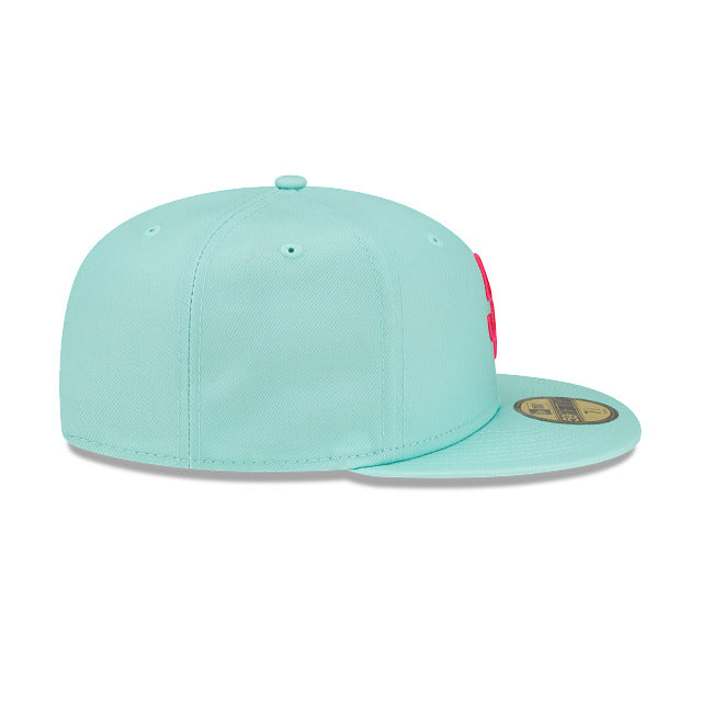 San Diego Padres New Era MLB 59FIFTY 5950 Fitted Cap Hat Light Teal Crown/Visor Magenta Logo (2022 City Connect)