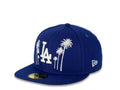 Los Angeles Dodgers New Era MLB 59FIFTY 5950 Fitted Cap Hat Royal Blue Crown/Visor Team Color Logo with Palm Trees 2022 All-Star Game Side Patch