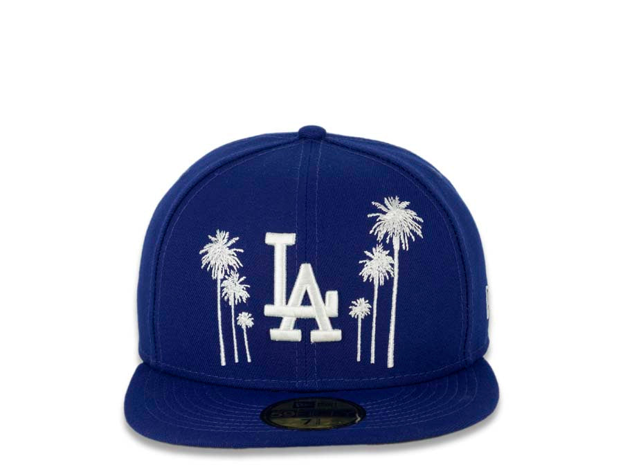 Los Angeles Dodgers New Era MLB 59FIFTY 5950 Fitted Cap Hat Royal Blue Crown/Visor Team Color Logo with Palm Trees 2022 All-Star Game Side Patch