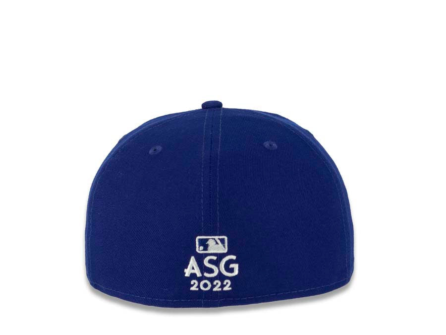 Los Angeles Dodgers New Era MLB 59FIFTY 5950 Fitted Cap Hat Royal Blue Crown/Visor Team Color Logo with Palm Trees 2022 All-Star Game Side Patch