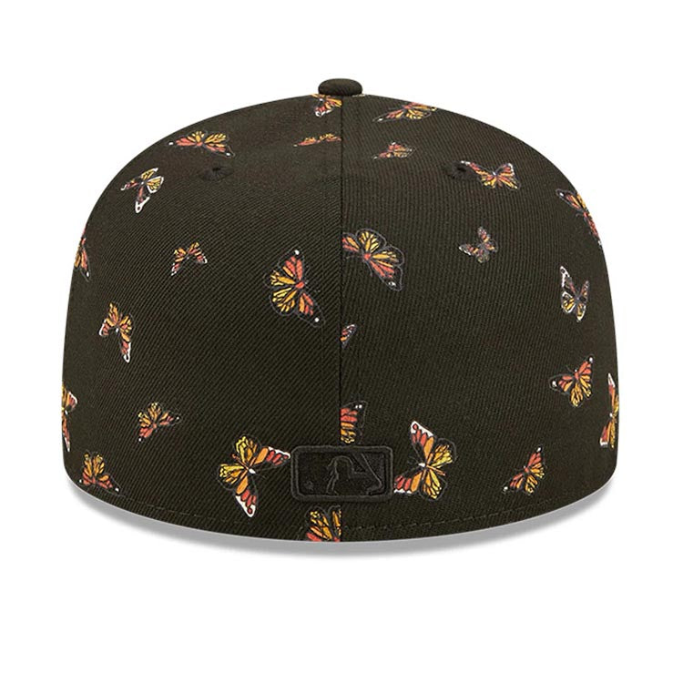 Los Angeles Dodgers New Era MLB 59FIFTY 5950 Fitted Cap Hat Black Crown/Visor Black Logo Allover Butterfly Flutter