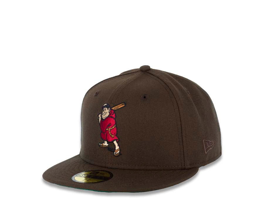 San Diego Padres New Era MLB 59FIFTY 5950 Fitted Cap Hat Brown Crown/Visor Maroon/Khaki Batting Friar Logo Stadium Side Patch Green UV