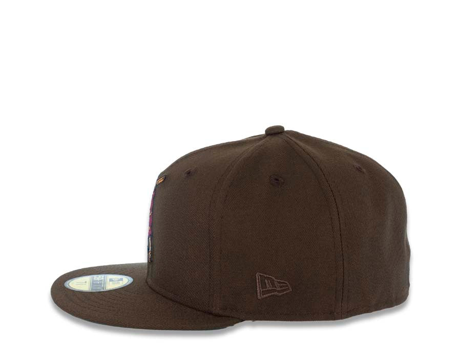 San Diego Padres New Era MLB 59FIFTY 5950 Fitted Cap Hat Brown Crown/Visor Maroon/Khaki Batting Friar Logo Stadium Side Patch Green UV