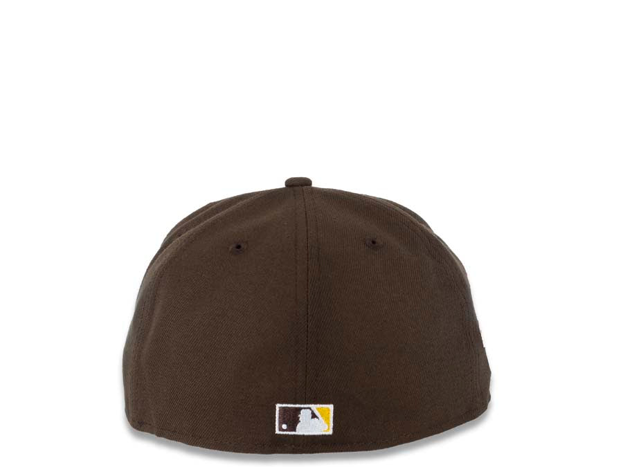 San Diego Padres New Era MLB 59FIFTY 5950 Fitted Cap Hat Brown Crown/Visor Maroon/Khaki Batting Friar Logo Stadium Side Patch Green UV