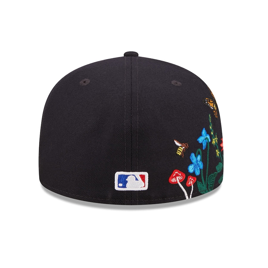 Houston Astros New Era MLB 59FIFTY 5950 Fitted Cap Hat Navy Crown/Visor Team Color Logo (Blooming)