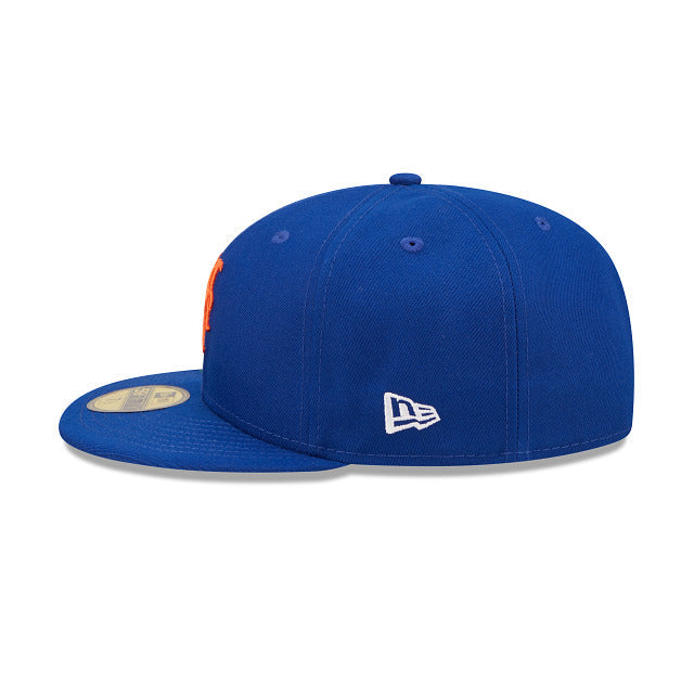 New York Mets New Era MLB 59FIFTY 5950 Fitted Cap Hat Royal Blue Crown/Visor Team Color Logo (Blooming)
