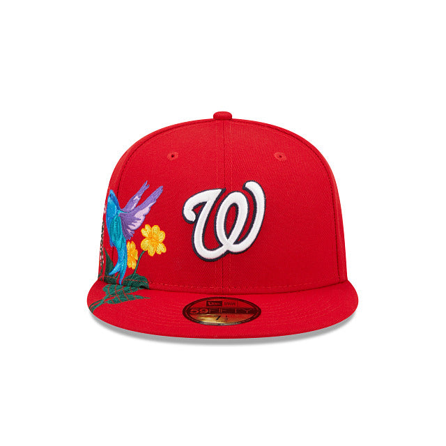 Washington Nationals New Era MLB 59FIFTY 5950 Fitted Cap Hat Red Crown/Visor Team Color Logo (Blooming)
