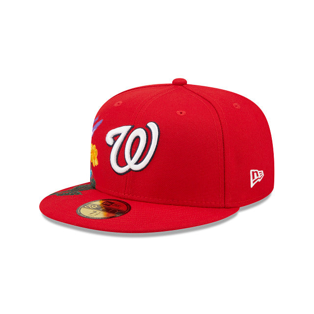 Washington Nationals New Era MLB 59FIFTY 5950 Fitted Cap Hat Red Crown/Visor Team Color Logo (Blooming)