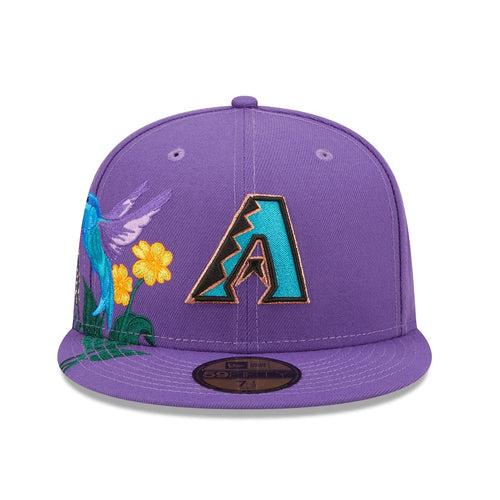 Arizona Diamondbacks New Era MLB 59FIFTY 5950 Fitted Cap Hat Purple Crown/Visor Team Color Retro Logo (Blooming)