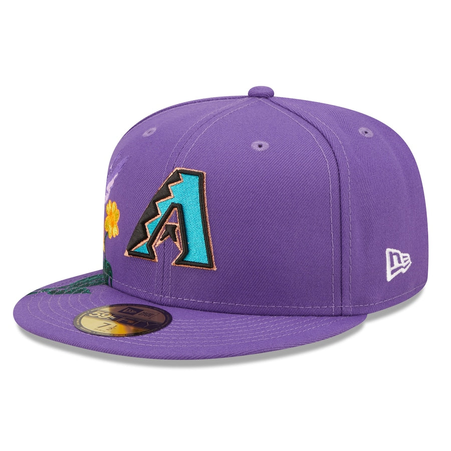 Arizona Diamondbacks New Era MLB 59FIFTY 5950 Fitted Cap Hat Purple Crown/Visor Team Color Retro Logo (Blooming)