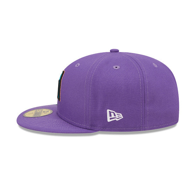 Arizona Diamondbacks New Era MLB 59FIFTY 5950 Fitted Cap Hat Purple Crown/Visor Team Color Retro Logo (Blooming)