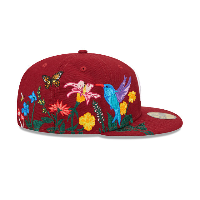 Philadelphia Phillies New Era MLB 59FIFTY 5950 Fitted Cap Hat Maroon Crown/Visor Team Color Retro Logo (Blooming)