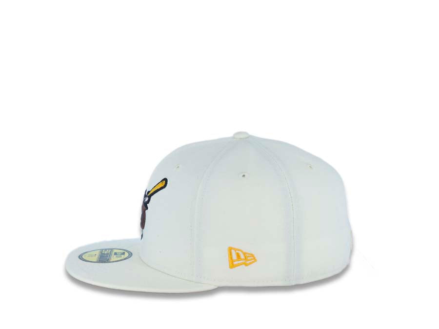 San Diego Padres New Era MLB 59FIFTY 5950 Fitted Cap Hat Cream Crown/Visor Brown/Yellow Swinging Friar Logo 1978 All-Star Game Side Patch Yellow UV