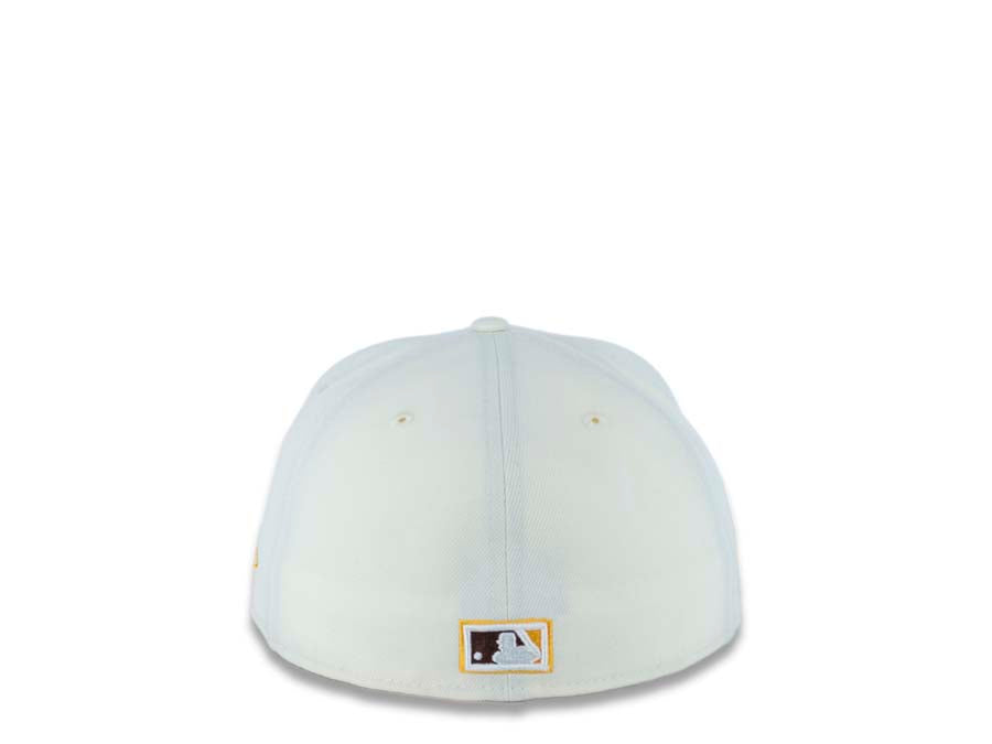 San Diego Padres New Era MLB 59FIFTY 5950 Fitted Cap Hat Cream Crown/Visor Brown/Yellow Swinging Friar Logo 1978 All-Star Game Side Patch Yellow UV