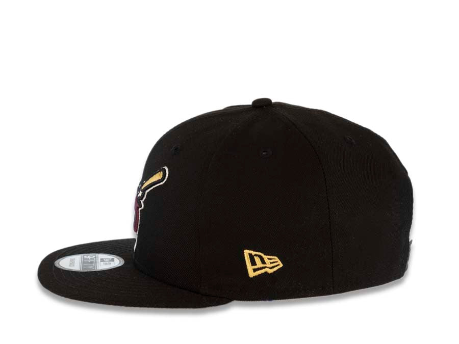 San Diego Padres New Era MLB 9FIFTY 950 Snapback Cap Hat Black Crown/Visor Maroon/Metallic Gold Swinging Friar Logo 25th Anniversary Side Patch