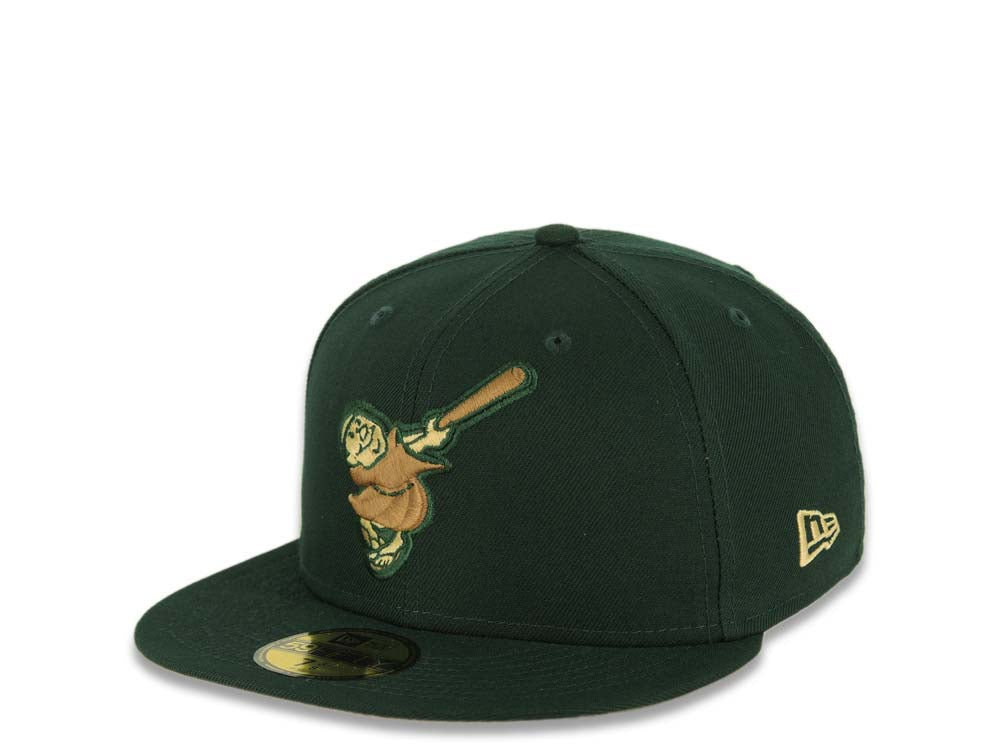 San Diego Padres New Era MLB 59FIFTY 5950 Fitted Cap Hat Dark Green Crown/Visor Wheat/Yellow Green Friar Logo 40th Anniversary Side Patch Yellow UV