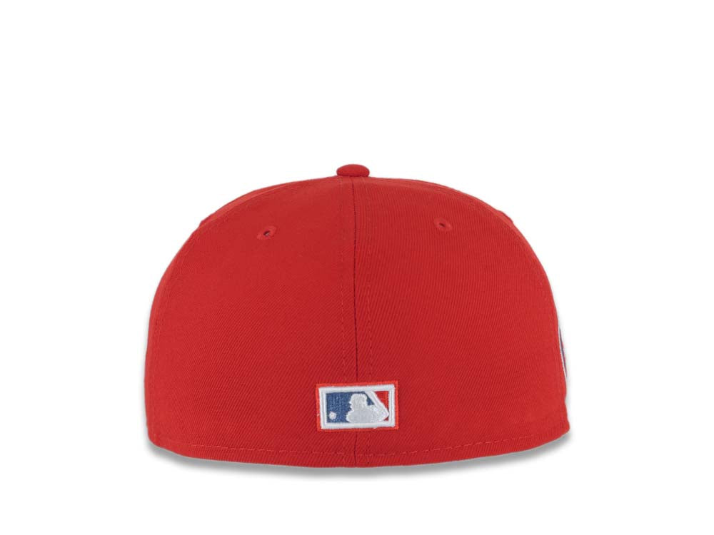 San Diego Padres New Era MLB 59FIFTY 5950 Fitted Cap Hat Red Crown/Visor Sky Blue/Red Swinging Friar Logo 50th Anniversary Side Patch Sky Blue UV