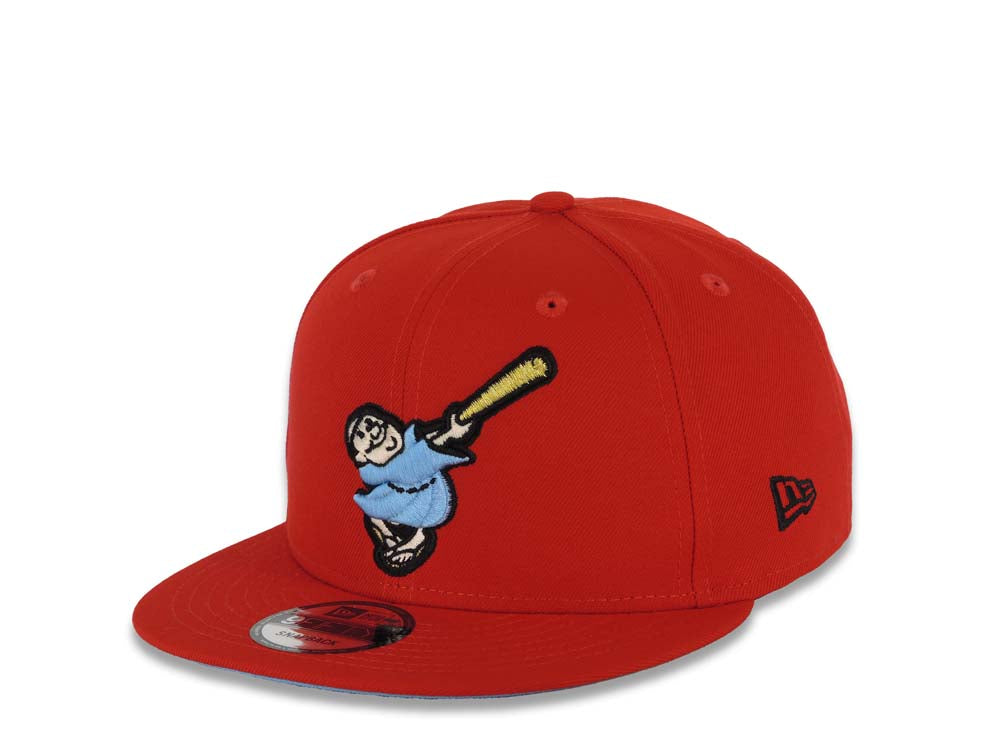 San Diego Padres New Era MLB 9FIFTY 950 Snapback Cap Hat Red Crown/Visor Sky Blue/Meallic Gold Swinging Friar Logo 40th Anniversary Side Patch